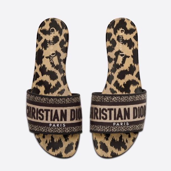 Dior Shoes - Christian Dior D-Way Slides in Leopard Print